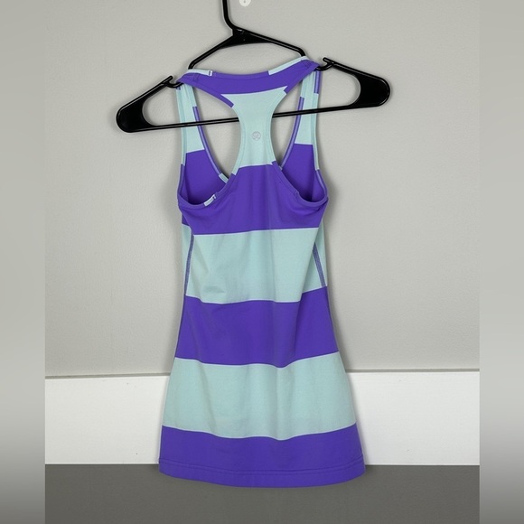 lululemon athletica Tops - Lululemon Cool Racerback Stripped Tank Top Size 2 Workout Yoga Activewear